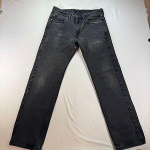 Levi's 505 Regular Fit Straight Leg Jeans Men's Size 32x32 Black Denim Faded